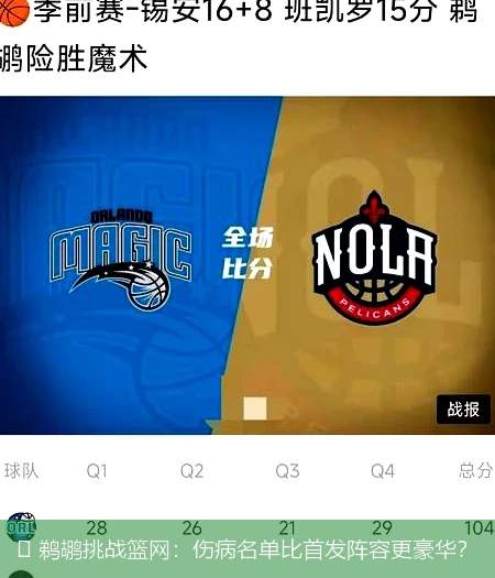 4月9日讯,🏀 鹈鹕挑战篮网：伤病名单比首发阵容更豪华？