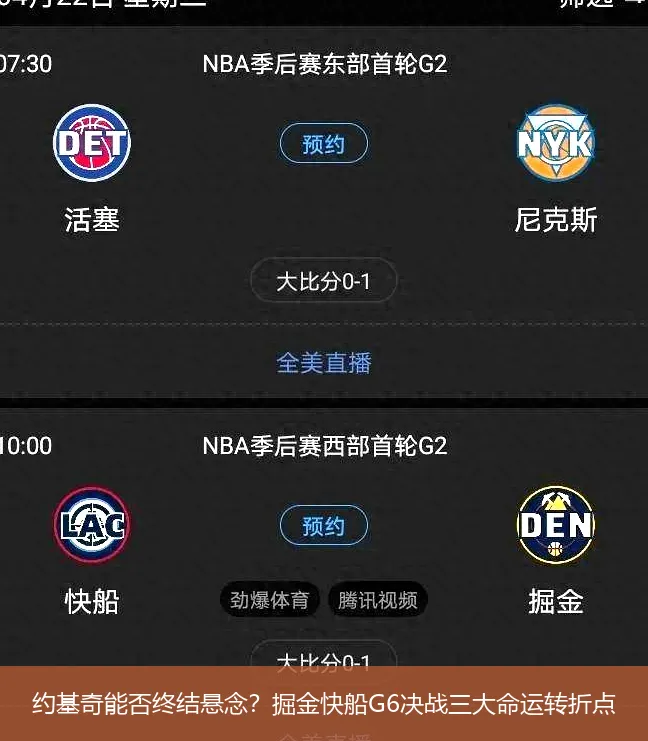 5月5日,约基奇能否终结悬念？掘金快船G6决战三大命运转折点