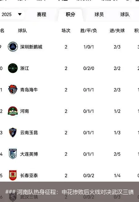 6月4日, 河南队热身征程：申花惨败后火线对决武汉三镇